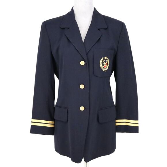 JH Collectibles Jackets & Blazers - JH Collectibles Jacket Womens 6 Navy Blue Wool Crest Lined Nautical Vintage